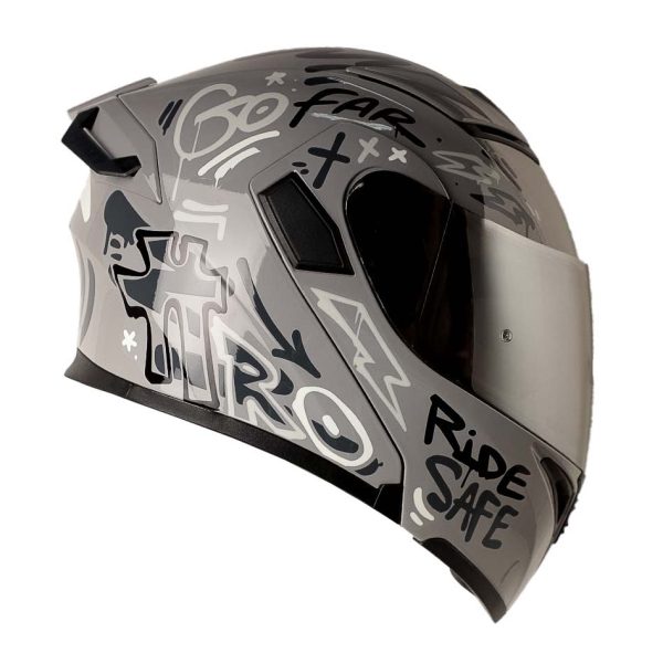 Casco Moto Hro 3400dv destroy gris Abatible Sun Visor Certificación Dot - Imagen 3