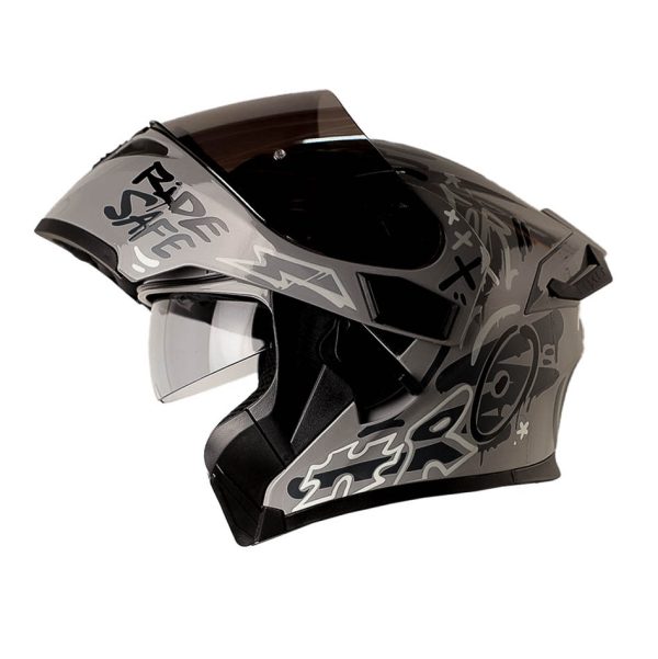 Casco Moto Hro 3400dv destroy gris Abatible Sun Visor Certificación Dot - Imagen 2